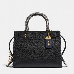 Coach Rogue 25 black whipstitch exotic rare